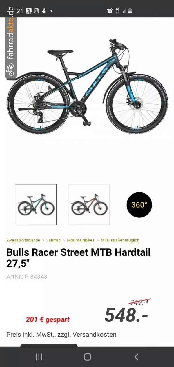 MTB Bulls Racer Street Hardteil