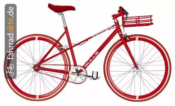 Rotes Rennrad Singlespeed mit Stahlkorb am Lenker